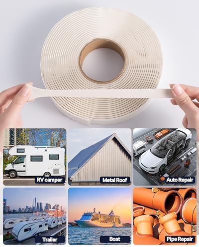 X-Haibei Butyl Seal Tape RV 1/8" X 1" X 30' White, RV Butyl Rubber Sealant Tape,Leak Proof Putty Tape for RV Repair, Window Sealing, Boat Sealing, Glass and EDPM Rubber Roof Patching