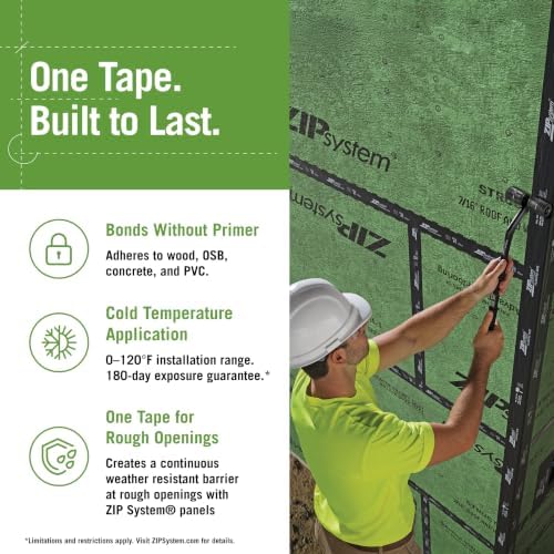 ZIP System Adhesive Flashing Tape for Windows & Doors, 3.75" x 30' Roll | Professional-Grade Acrylic Adhesive Flashing Tape for Windows, Doors & Rough Openings, Provides Weather Protection