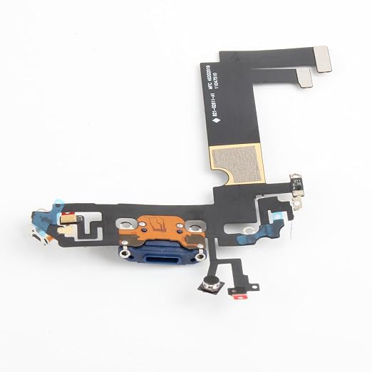 for iPhone 12 mini Lightning Charging Port Replacement Black Dock Connector Flex Cable Assembly with Waterproof Tape & Tool Kit A2176 A2398 A2400 A2399 (Blue)