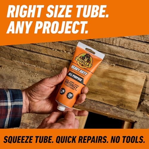 Gorilla Heavy Duty Construction Adhesive, White Glue, 7 Ounce Squeeze Tube (Pack of 2) - Gap Filling and Waterproof