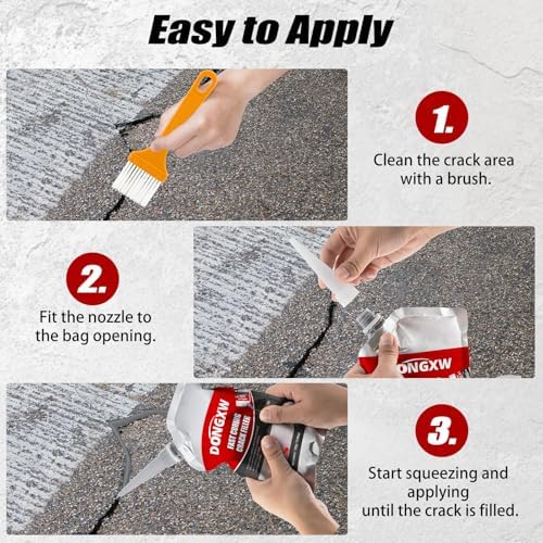 Concrete Crack Filler, 2 Pack Cement Crack Sealant, Self-Leveling Concrete Crack Repair Sealer, Fast Drying Caulking Glue for Driveways, Patios, Sidewalks