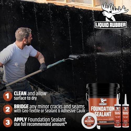 Liquid Rubber Foundation and Basement Sealant & Multi-Purpose Primer Kit - 1g Foundation Sealant & 1q Multi-Purpose Primer