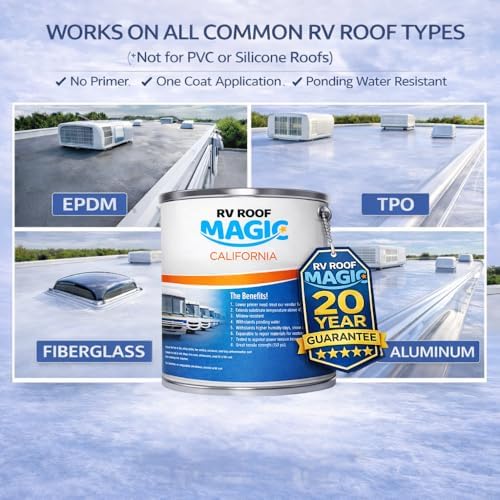 Best RV Roof Coating for RV Roof Repair for California State | Only Product Comes with No Primer Needed - UV Resistant | Apply on All Types of Roofs | 1 Gallon Pail