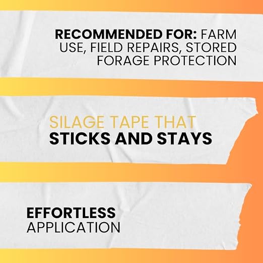 Silage Wrap Repair Tape – 3" x 180' UV-Resistant Bale Wrap Patch (12) | Heavy Duty - Airtight Oxygen Barrier for Silage Bales, Bunker Covers, and Grain Bags – Industrial Grade PE Film