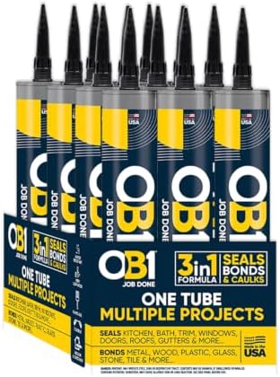 OB1 Universal Caulk Sealant & Adhesive Black 10.1oz | Professional Grade Premium All-in-One Advanced Hybrid 3-in1 | Water Resistant Internal & External | Shrink Crack UV & Fade Resistant | 1 Case