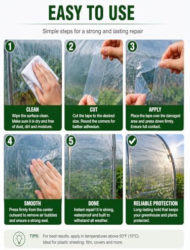 vensovo Greenhouse Covering Plastic Repair Tape - Heavy Duty 4″x108′ Garden Green House Sheeting, Plastic Polyethylene Film Repair Tape