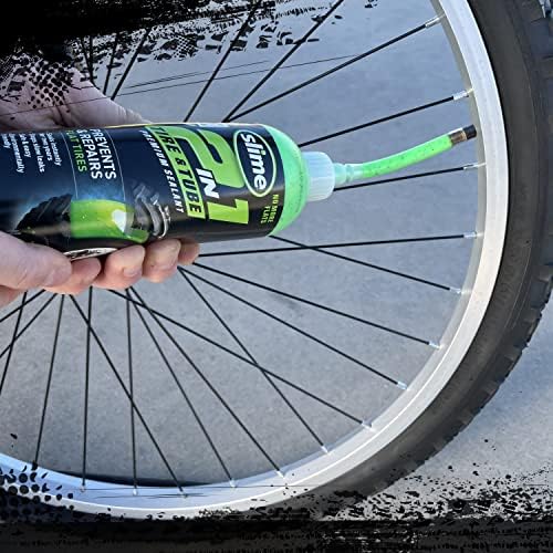 Slime 10193-6PK 2-in-1 Tire and Tube Sealant Puncture Repair Sealant, Premium, Prevent and Repair, Suitable for Non-Highway Tires and Tubes, Non-Toxic, Eco-Friendly, 6 x 16oz Bottles