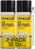 Stanley F905 Gaps & Cracks Sealant (2x12 Oz.) – Polyurethane Spray Foam Insulation for Window & Door, Waterproof Gap Filler, Low Expansion Foam for Indoor & Outdoor Use | Straw Use | 12 Oz. 2 Pack