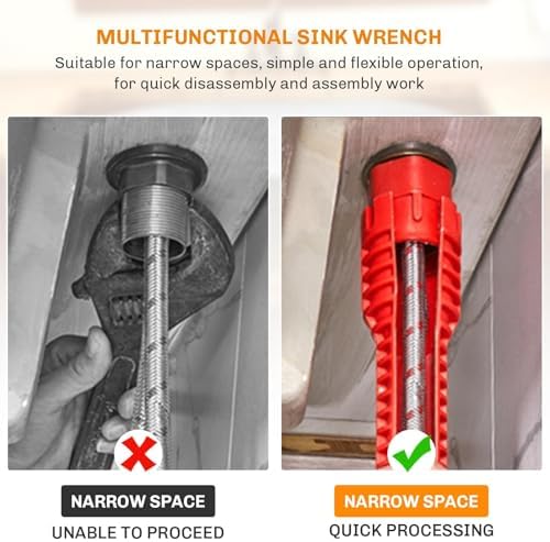 8-in-1 Faucet and Sink Wrench, Universal Basin Wrench for Tight Spaces