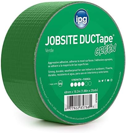 IPG 6720GRN JobSite DUCTape, Colored Duct Tape, 1.88" x 20 yd, Green (Single Roll)