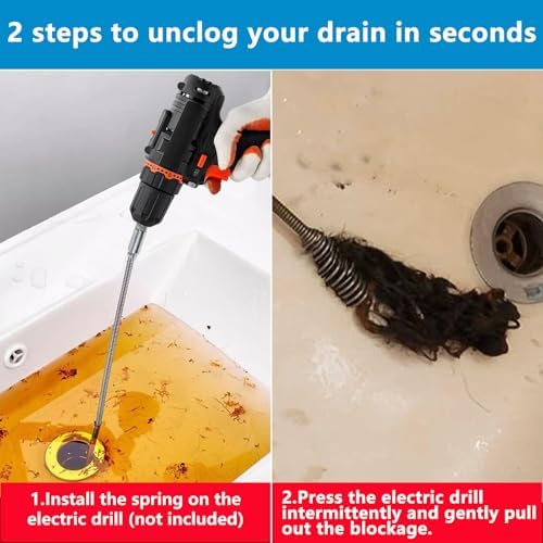 Metal Drain Snake, Spring Drain Clog Remover,1 Pcs 118.1 Inch