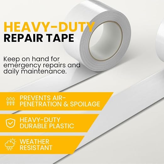 Silage Wrap Repair Tape – 3" x 180' UV-Resistant Bale Wrap Patch (12) | Heavy Duty - Airtight Oxygen Barrier for Silage Bales, Bunker Covers, and Grain Bags – Industrial Grade PE Film