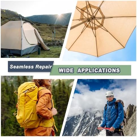 Cahomo 3x79 Inch Nylon Repair Patch Nylon Repair Tape Self Adhesive Fabric Tapes Outdoor Camping Gear Fabric kit for Tent, Umbrella, Down Jackets, Sleeping Bag, Knapsack（Light Brown）