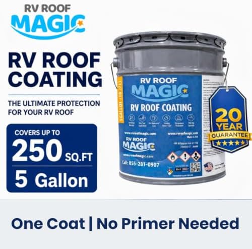 Best RV Roof Sealant for RV Roof Repair – Protects Your Roof from Water Leaks | One Coat Application, No Primer Needed | UV Resistant | 5 Gallon Pail |Covers 250 Sq. Ft.