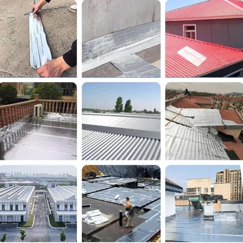 Aluminum Flashing Roll with Self-Adhesive Backing - Waterproof Roofing Tape, Sealing Aluminum Foil Butyl Tape Peel & Stick Bitumen Membrane for Roof Cladding Repair(0.65x6.6ft)