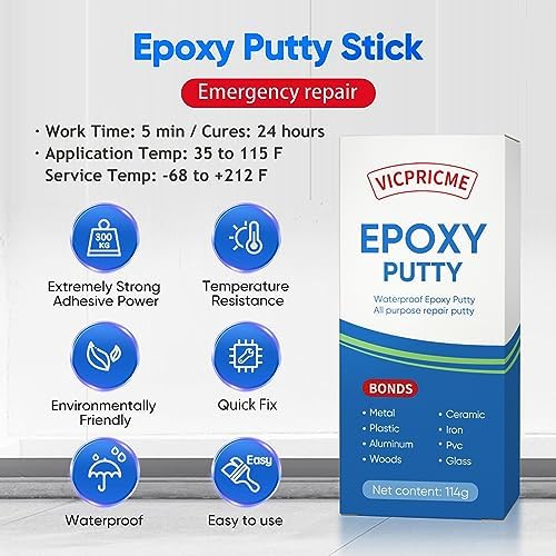 vicpricme Black Epoxy Putty for Boat Pipe Hull, Underwater Repair, 120g