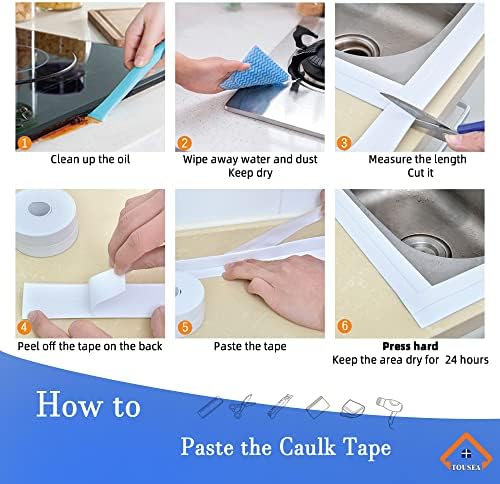 TOUSEA White 1.5" x10.5ft Caulk Tape for Tub, Toilet, Sink, Peel and Stick | White or Clear Sealing Tape for Toilet, Tub, Sink, Bath Peel and Stick Backsplash - Renter Friendly, Easy Install