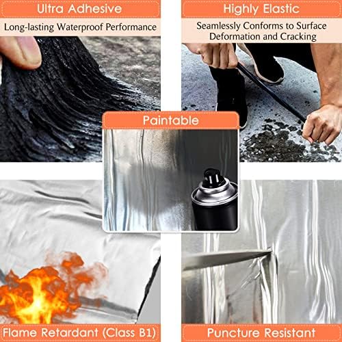 BXI Flashing Roll Tape Membrane, 2 inches X 32 Feet Thick Waterproof Patch Seal Tape, Self-Adhesive SBS Modified Rubberized Asphalt, Deck Seam Joist Leak Sealant for Roof Window Gutter Repair Outdoor