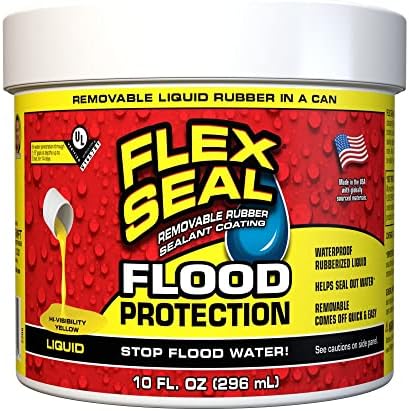 Flex Seal Liquid Flood Protection, 10 oz, Waterproof Rubberized Liquid, Removable, Use on Windows, Doors, Garage Doors, Seams, Casings, Thresholds, Conduits, Vents, Ducts, and More