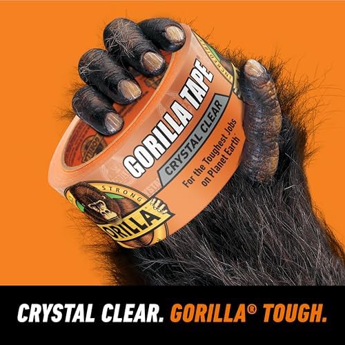 Gorilla Crystal Clear Tape, 1.88" x 18 yd, 1-Pack, Weather Resistant