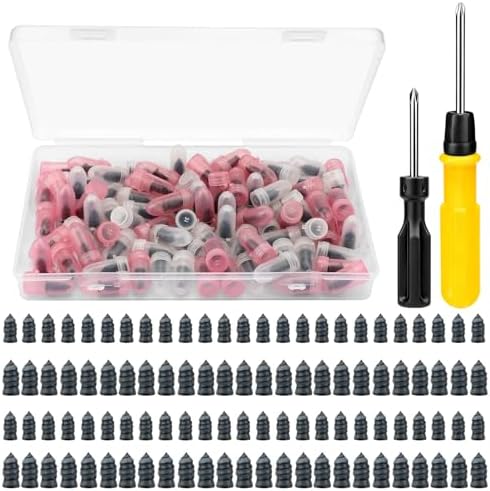 Linkstyle 100PCS Tire Repair Screws, Screw-in Tire Plugs, 2 Screwdrivers