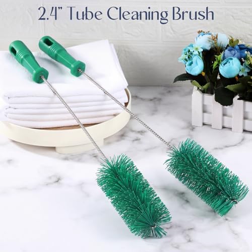 Baderke 2 Pcs Drain Brush Pipe Cleaning Tube Brush, Green, 19.7 x 2.4 Inch