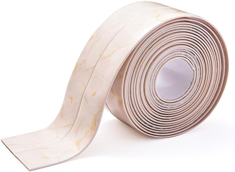 Red Waterproof Caulk Tape PVC Self Adhesive Caulk Strip Joint Adhesive Shower Bathtub Joint Strip Bathroom Sealing Tape Kitchen Sealing Tape and Shower Tile Sealant