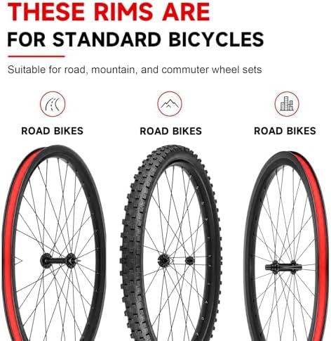 2 Pack Bicycle Rim Liner Rim Tape 26 Inch Bike Rim Strip, High Pressure & Puncture Resistant Tire Liner for Inner Tube Protection, Fits Mountain & Road Bikes, PVC Rim Protector