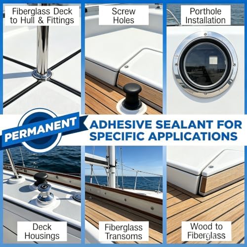 5200 Marine Sealant Adhesive Fast Cure - Permanent, Watertight Bonding and Sealing - UV Resistant, Above & Below Waterline- for Boats, Hulls, Decks & RVs,Pond Sealant 3oz (1Pack Black)