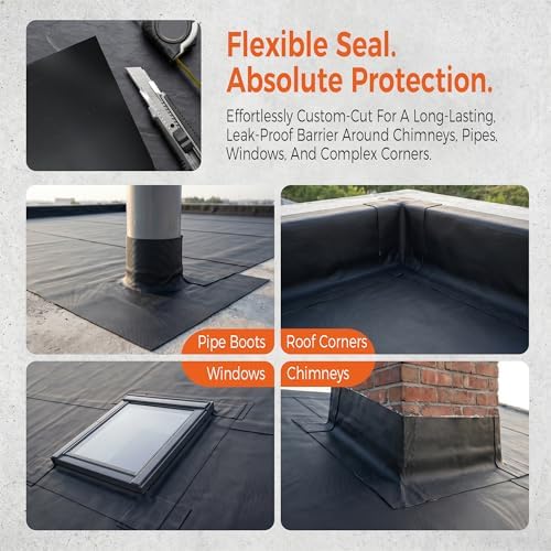 50mil EPDM Waterproofing Membrane for Roof Underlayment 32.8ft X 40in - Self-Adhesive Rubber Roofing Materials Heavy Duty Peel and Seal Roofing Roll for Patio, Rv, Metal Roof (Textured Surface)
