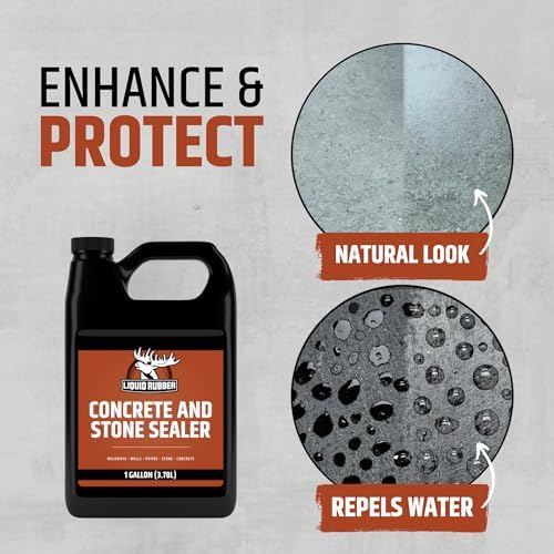 Liquid Rubber Concrete & Stone Sealer, Clear, Waterproof, Satin, 1 Gallon