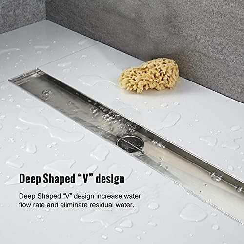 32 Inch Linear Shower Drain, Brushed 304 Stainless Steel