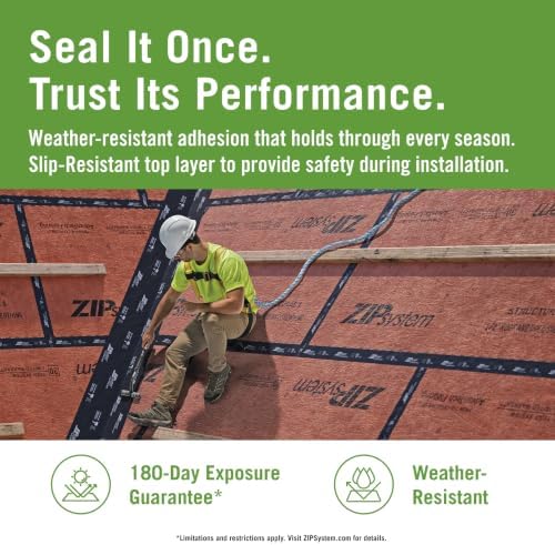 ZIP System Adhesive Flashing Tape for Windows & Doors, 9" x 50' Roll | Professional-Grade Acrylic Adhesive Flashing Tape for Windows, Doors & Rough Openings, Provides Weather Protection
