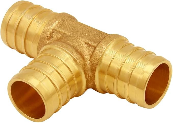 Uenede Brass 1/2 Inch PEX Coupling Crimp Pipe Tube Fitting Kit, 30PCS | PEX-B LF Connector Straight*10 + Elbow*10 + Tee*10