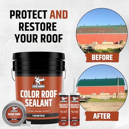 Color Roof Sealant Roof Bundle- 5g Roof Coating (Beige) & 4in x 50ft Seam Tape