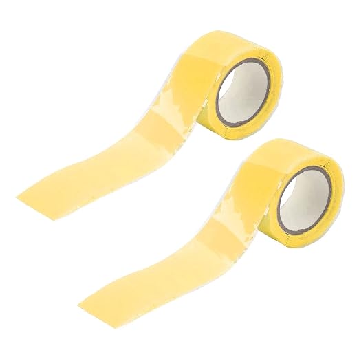 Walfront Self Fusing Silicone Tape, Silicone Repair Tape 2 Pack 1.5m X 2.5cm, Pipe and Hose Wrap, 76 to 500°F Heat Resistance, for Plumbing Emergency Leak Repair (Yellow)
