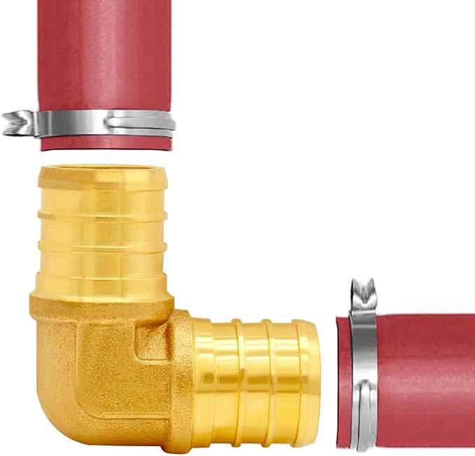 Uenede Brass 1/2 Inch PEX Coupling Crimp Pipe Tube Fitting Kit, 30PCS | PEX-B LF Connector Straight*10 + Elbow*10 + Tee*10