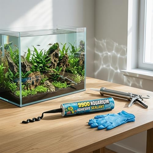 Tylove 9900 Aquarium Sealant – Waterproof & Non-Cracking Lap Sealant for Fish Tanks, Ponds and Garden Landscaping | UV-Resistant, 10-Year Durability（Black）