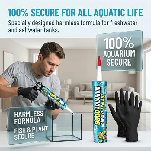 Tylove 9900 Aquarium Sealant – Waterproof & Non-Cracking Lap Sealant for Fish Tanks, Ponds and Garden Landscaping | UV-Resistant, 10-Year Durability（Black）