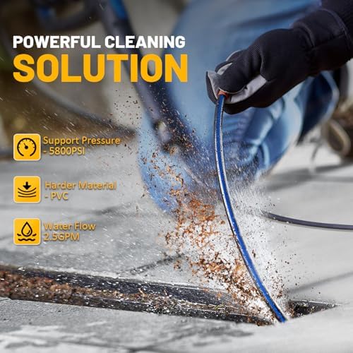 Sewer Jetter Kit for Pressure Washer 150ft, 1/4 Inch NPT, 5800PSI