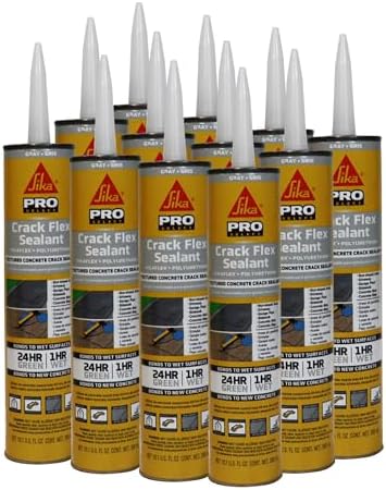 SIKA Sikaflex Crack Flex Sealant - Gray, High-Performance Polyurethane, Self-Leveling, Textured - Waterproof Seal for Horizontal Cracks - 10.1 fl. oz (Pack of 12)