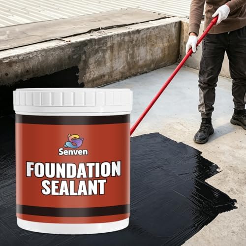 SENVEN Foundation Sealant, 35oz Rubber Silicone Waterproof Sealant Basement and Foundation Sealant, Black, Waterproof Concrete Sealer & Crack Filler - Flexible Waterproof Coating Indoor Outdoor