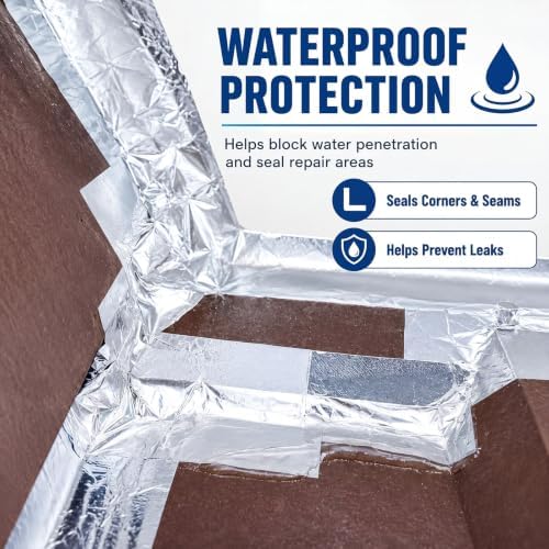 Gueevin 12 Inch X 32.8 Feet Self Stick Roll Roofing, Aluminum Flashing
