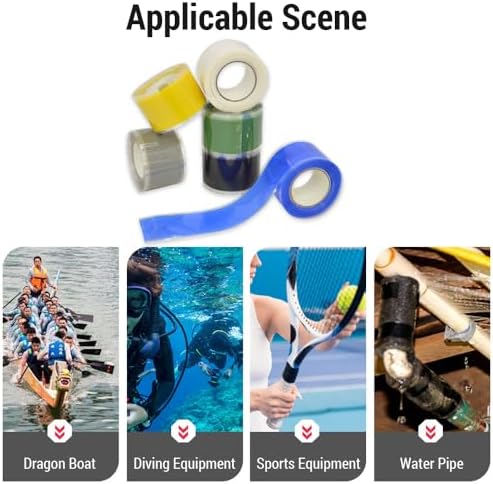 HERCHR Silicone Grip Tape, 590in Kayak Paddle Grip Tape Silicone Water Proof Self Adhesive Wrap Accessories for Canoe Dragon Boat Water Pipes
