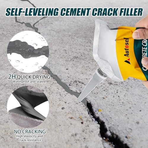 Concrete Crack Filler, Exterior Cement Crack Filler, Self-Leveling Cement Crack Repair Sealant, Fast Drying, Effectively Repairs Cracks in Driveways, Patios, Sidewalks, and Asphalt Pavements - 3 pcs