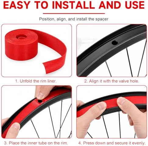 2 Pack Bicycle Rim Liner Rim Tape 26 Inch Bike Rim Strip, High Pressure & Puncture Resistant Tire Liner for Inner Tube Protection, Fits Mountain & Road Bikes, PVC Rim Protector
