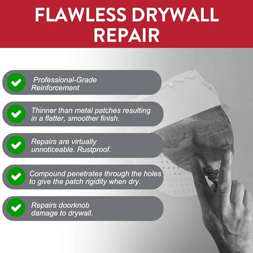 Drywall Patch – Ultra-Patch for Quick Drywall Repair – Installs Easily with Standard Compound – Fixes Holes up to 3 Inches – 6x15 cm (Pack of 2)