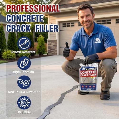 Concrete Crack Filler - 1.1LB Self Leveling Cement Crack Sealant, High Elasticity Concrete Joint Repair, Waterproof & Fast-Drying Concrete Caulk for Driveway, Sidewalk, Patio, Indoor & Outdoor, Gray