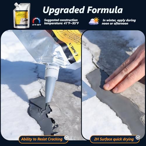 Concrete Crack Filler,1 LB High Elasticity Cement Crack Filler,Self-Leveling Quick-Drying & Waterproof Concrete Caulk,Concrete Repair for Driveway,Walkway,Patio,Joint,Indoor and Outdoor,Grey (16oz)