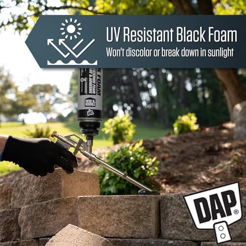 DAP Touch N Seal Black Spray Foam Sealant for RV, Pond, Waterfall & Landscape - UV Resistant, Class A Fire Rated, Waterproof, Polyurethane Adhesive with AWF PRO Gloves and Foam Gun (Pack of 12)